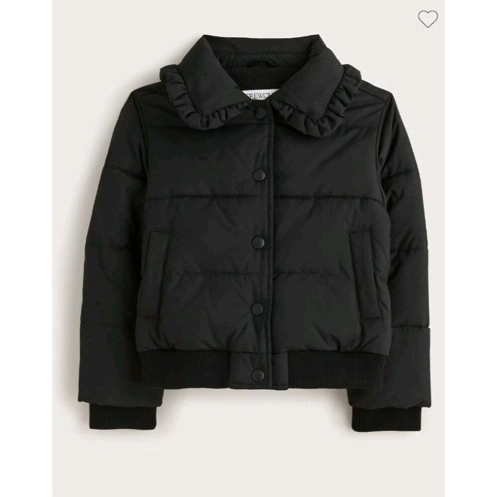 Crewcuts Size XL (12-13) Ruffle-collar Puffer Jacket PrimaLoft Black CM958 NWT